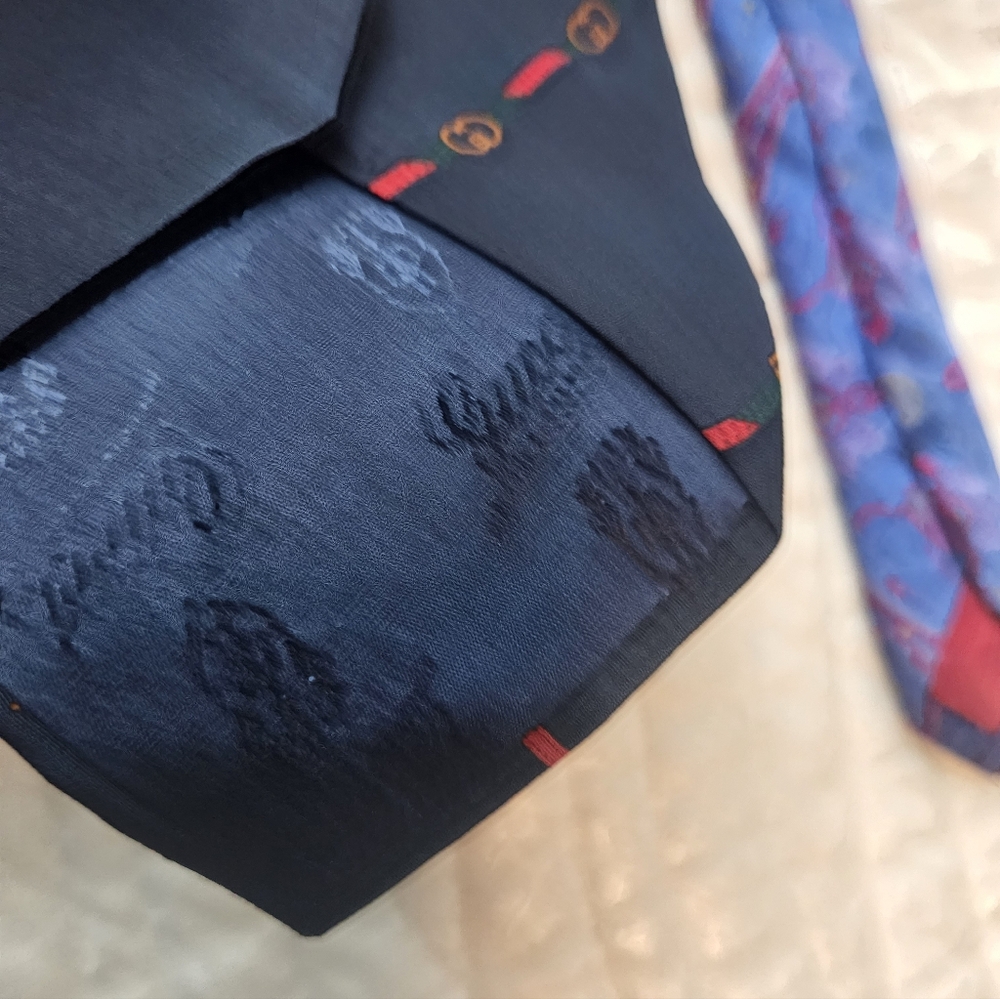 Elegant Blue and Black Men's Tie Set, Vintange - Picture 6 of 12